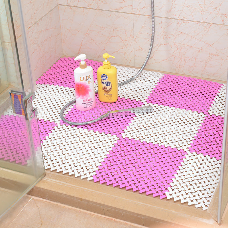 Connectable Non-Slip Bath Mat Tiles-Interlocking Bathroom Floor Mat-Waterproof Anti-Slip Shower Mat