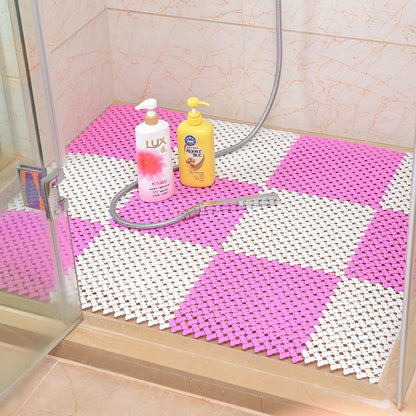 Connectable Non-Slip Bath Mat Tiles-Interlocking Bathroom Floor Mat-Waterproof Anti-Slip Shower Mat