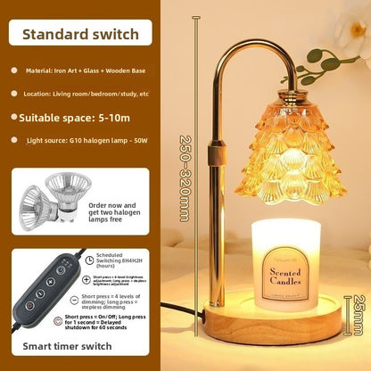 Candle Warmer Lamp - Adjustable Height Wax Melting Lamp with Timer & Glass Shade