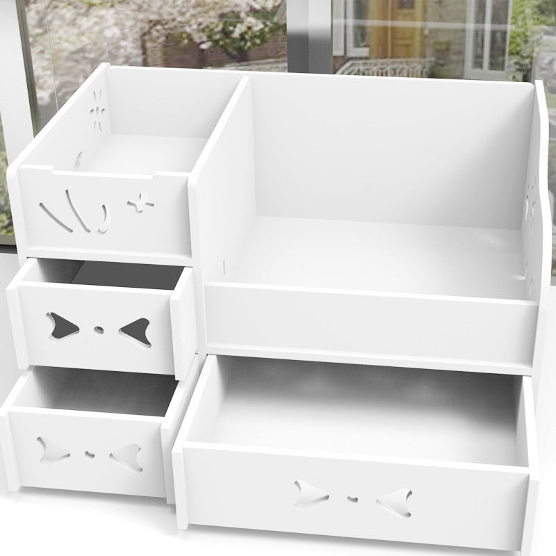 White Wood Desk Organiser-Bathroom Vanity Storage Organiser-Makeup & Toiletry Storage Box