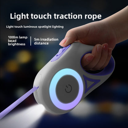 LED Retractable Dog Leash–USB Rechargeable Automatic Pet Lead For Day & Night Walks