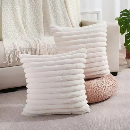 Plush Faux Fur Cushion Cover–Soft Rabbit Fur Pillowcase 45x45cm, Decorative Throw Pillow Cover for Home Décor