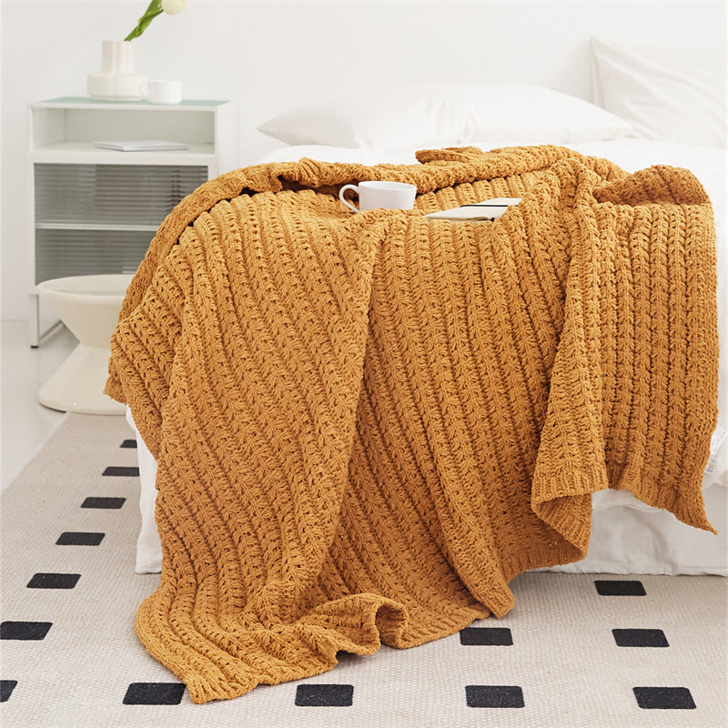 Luxury Chenille Throw Blanket–Soft Nordic Sofa & Bed Blanket
