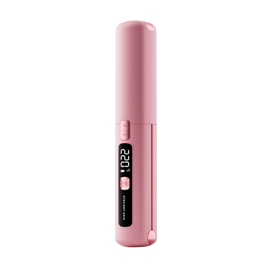Cordless Hair Straightener & Curler–USB Rechargeable Portable Hair Styling Tool