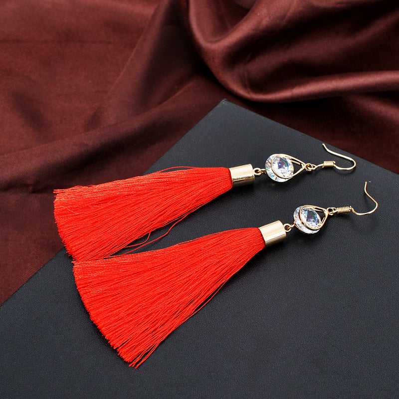 Water Drop Tassel Earrings–Geometric Alloy Drop Earrings, Stylish Statement Jewellery (Red & Black)