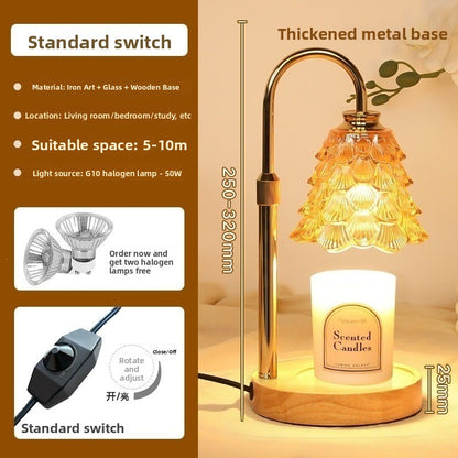 Candle Warmer Lamp - Adjustable Height Wax Melting Lamp with Timer & Glass Shade