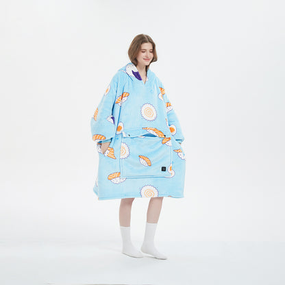 USB Heated Hooded Blanket - Oversized Double-Layer Flannel Wearable Blanket for Winter & Cosy Lounging