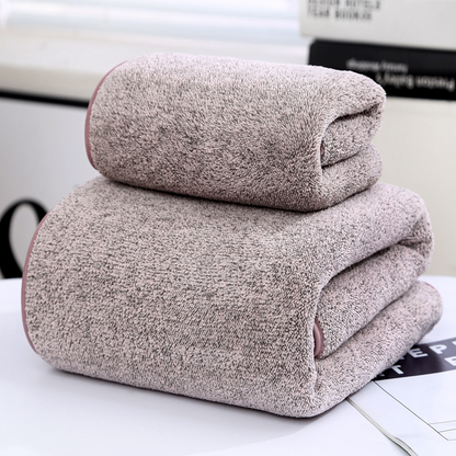 Bamboo Charcoal Fiber Towel Set-Ultra Soft Coral Fleece Bath Towels-Super Absorbent Quick Dry Bathroom Towels
