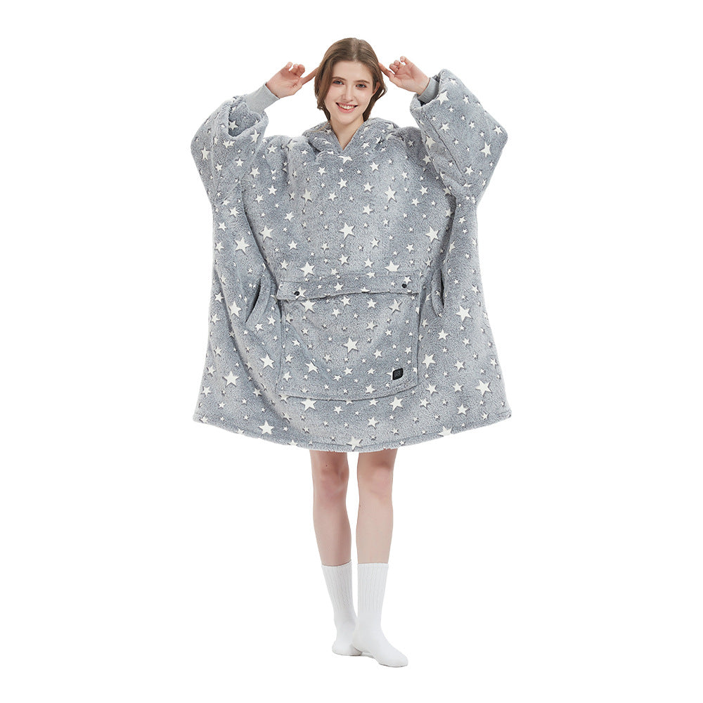USB Heated Hooded Blanket - Oversized Double-Layer Flannel Wearable Blanket for Winter & Cosy Lounging