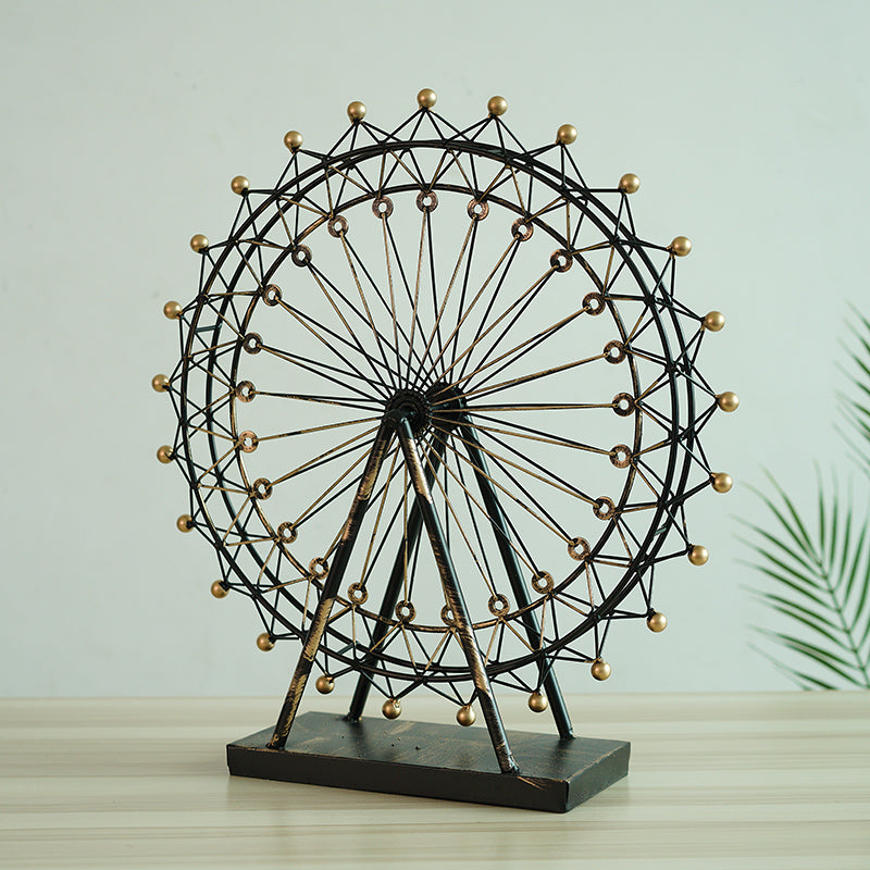 Nordic Retro Ferris Wheel Ornament–Decorative Metal Tabletop Sculpture for Home, Office & Living Room Décor