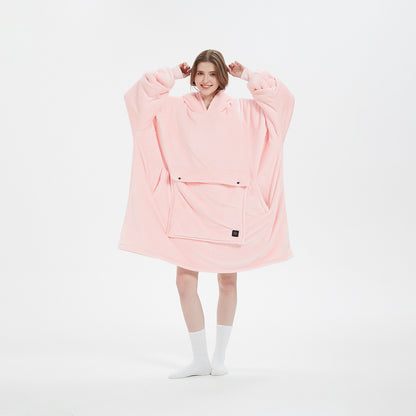 USB Heated Hooded Blanket - Oversized Double-Layer Flannel Wearable Blanket for Winter & Cosy Lounging