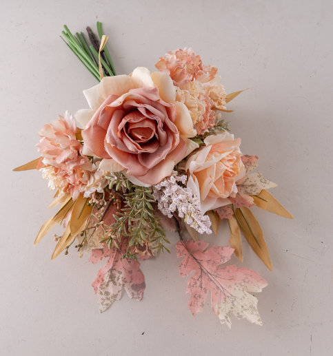 Artificial Rose & Pampas Flower Bouquet–Luxury Faux Floral Arrangement for Home Décor