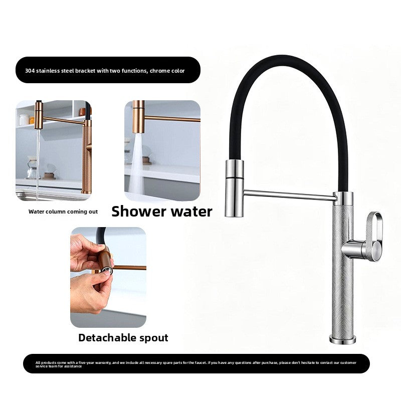 304 Stainless Steel Pull-Out Kitchen Mixer Tap–Luxury Waterfall Sink Faucet