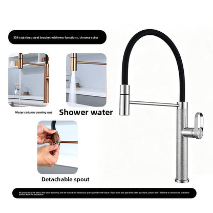 304 Stainless Steel Pull-Out Kitchen Mixer Tap–Luxury Waterfall Sink Faucet