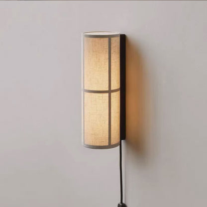 Japanese Fabric Wall Light - Wabi-Sabi LED Wall Lamp with Plug-In or Hardwired Options for Bedroom & Living Room