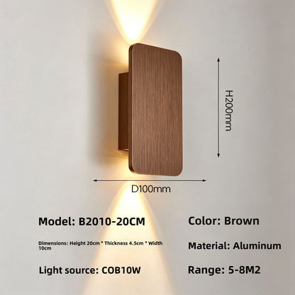 Modern LED Up Down Wall Light - Nordic Brushed Aluminium Wall Lamp for Bedroom & Living Room