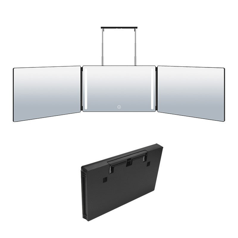 Folding Three-Way Vanity Mirror–Portable 3-Sided Makeup Mirror with Optional LED Lighting