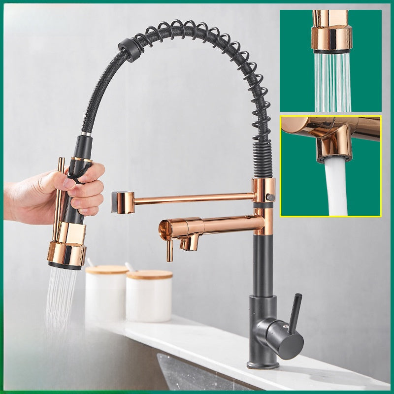 Luxury Pull-Out Spring Kitchen Mixer Tap–Commercial Style Hot & Cold Sink Faucet