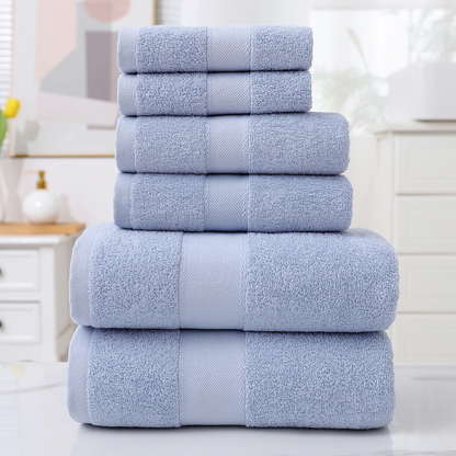 6 Piece Cotton Towel Set-Soft Absorbent Bath Towels Set-Luxury Bathroom Towels Quick Dry