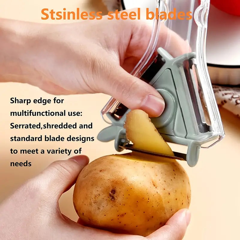3-in-1 Vegetable Peeler–Stainless Steel Multi Blade Peeler, Julienne & Slicer Kitchen Tool (Ergonomic Handle)