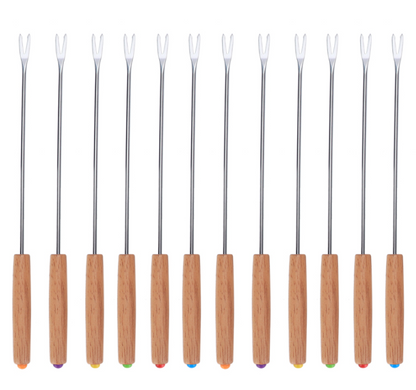 12-Piece BBQ Skewer Set–Stainless Steel Barbecue Forks & Kabob Skewers, Reusable Grill Tools for Meat & Vegetables