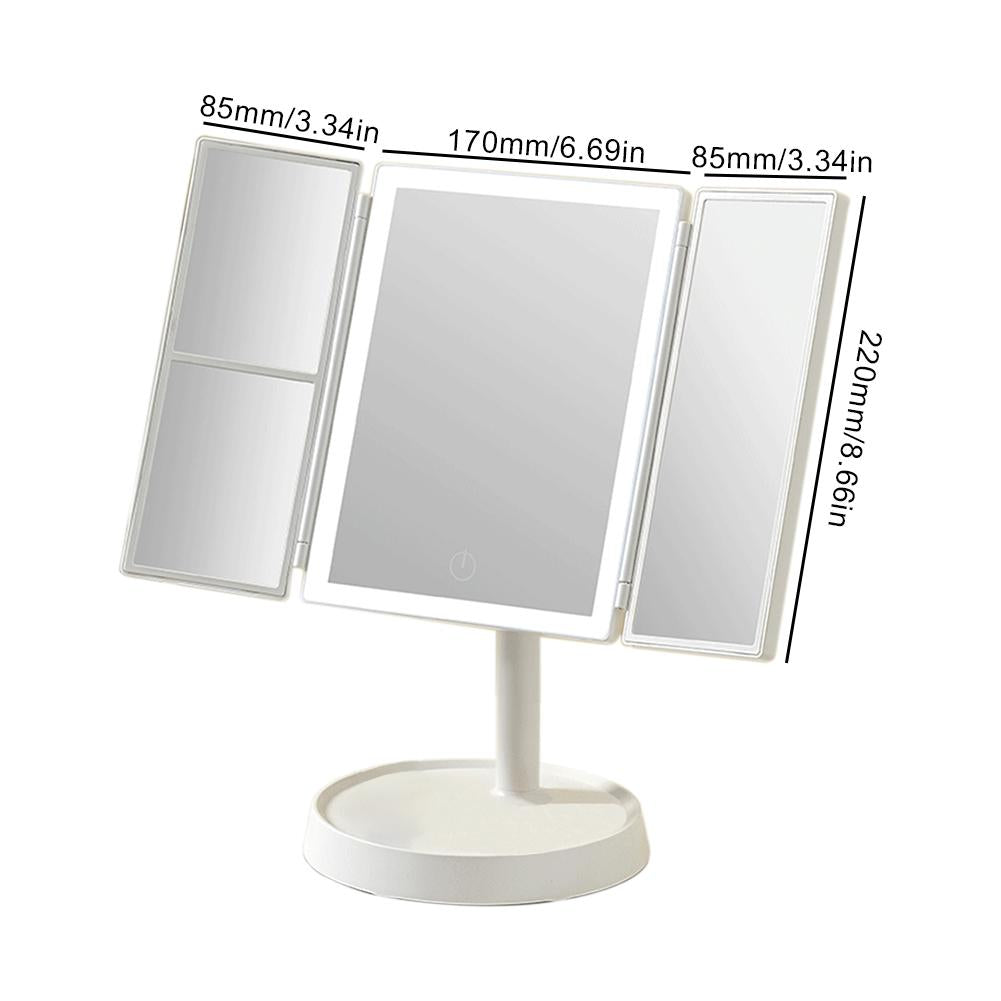 LED Vanity Mirror–Portable Folding Makeup Mirror with Adjustable Daylight Lighting