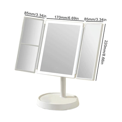 LED Vanity Mirror–Portable Folding Makeup Mirror with Adjustable Daylight Lighting