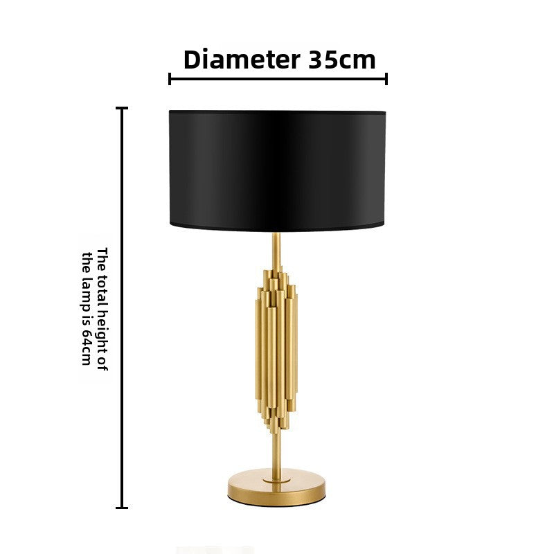 Modern Gold Table Lamp - Fabric Shade Luxury Bedside & Living Room Lamp