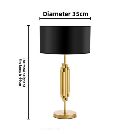 Modern Gold Table Lamp - Fabric Shade Luxury Bedside & Living Room Lamp