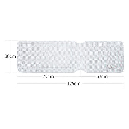 Non-Slip Bathtub Mat with Pillow-Waterproof PVC Bath Mat 35x125cm-Suction Cup Spa Bath Cushion for Tub Safety & Comfort