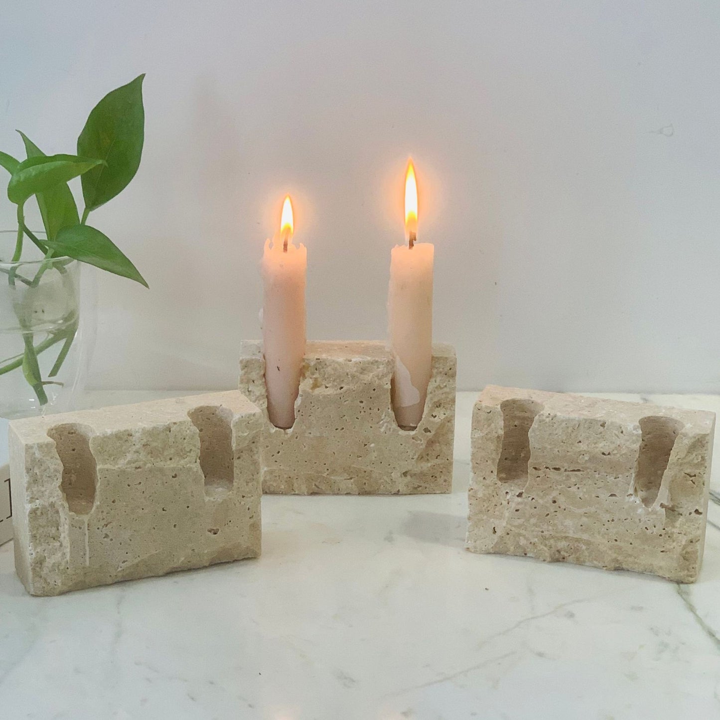 Natural Marble Candle Holder & Incense Burner–Modern Decorative Stone Home Décor Accent