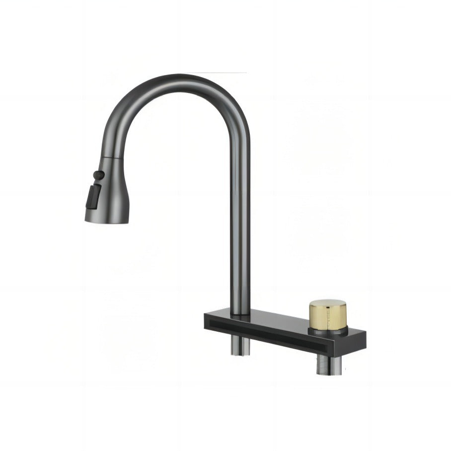 Pull-Out Waterfall Kitchen Mixer Tap–Modern Stainless Steel Sink Faucet