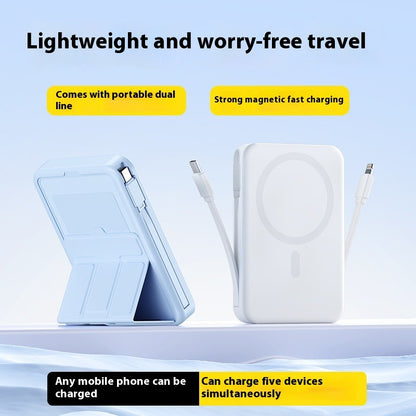 10000mAh Magnetic Wireless Power Bank–Fast Charging Portable Charger with Built-In Cable