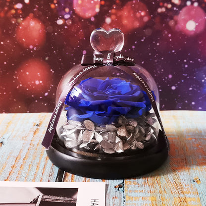 Eternal Rose Glass Dome–Heart-Shaped Forever Flower Gift with LED Display