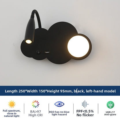 Modern Shaped LED Wall Reading Light with USB - Dimmable Bedside Wall Lamp