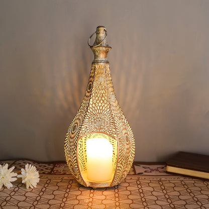 Moroccan Iron Lantern Candle Holder–Vintage Hollow Metal Lantern for Home Décor & Ambient Lighting
