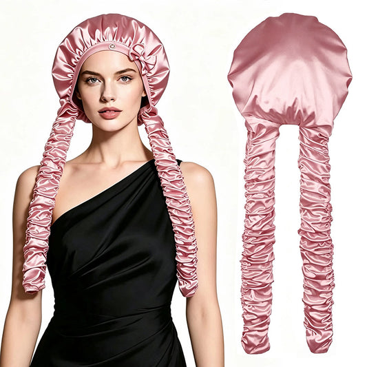 Luxury Satin Sleep Bonnet & Shower Cap–Silk Feel Hair Bonnet For Curly, Wavy & Natural Hair