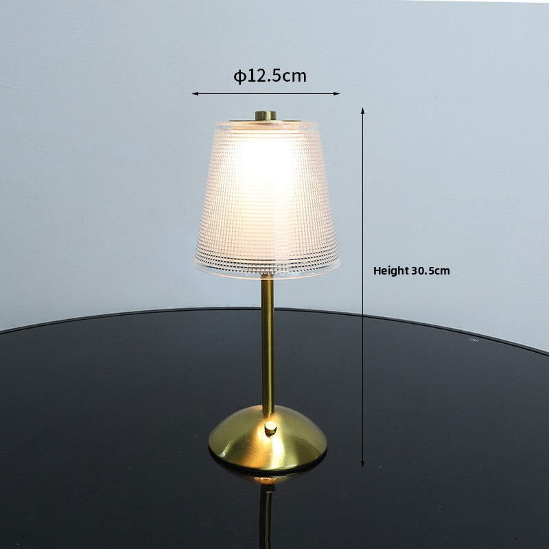 Rechargeable Crystal LED Table Lamp - Touch Control Cordless Bedside Night Light