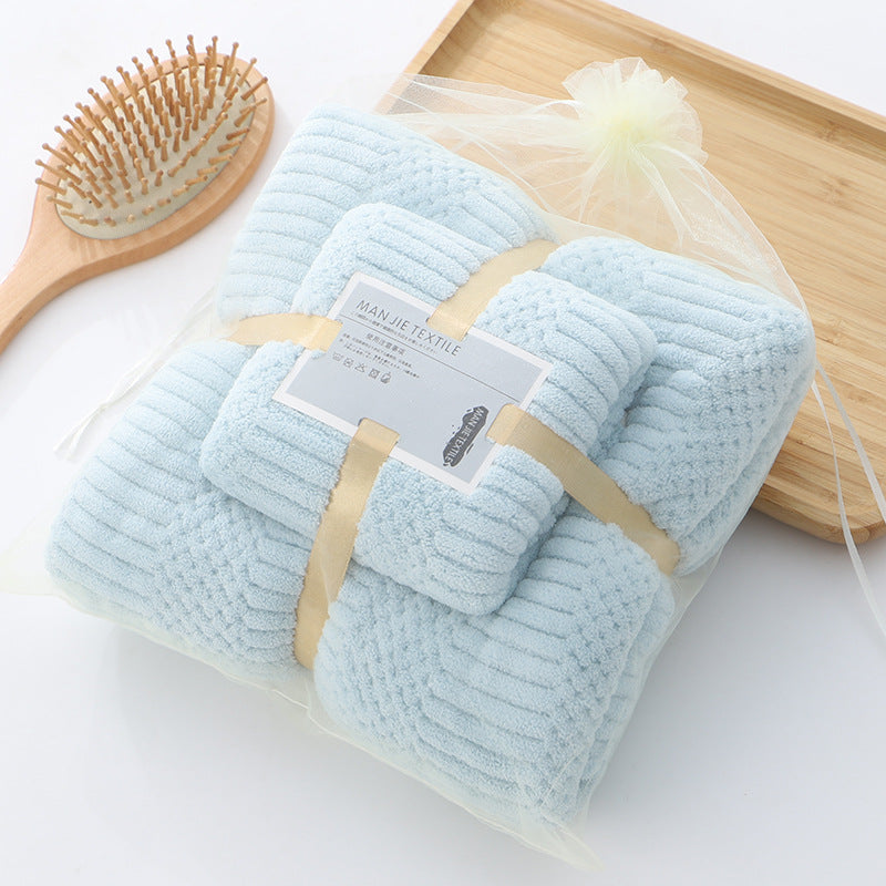 Coral Fleece Towel Set-Ultra Soft Microfiber Bath & Hand Towels-Super Absorbent Quick Dry Bathroom Towels (35x75cm & 70x140cm)