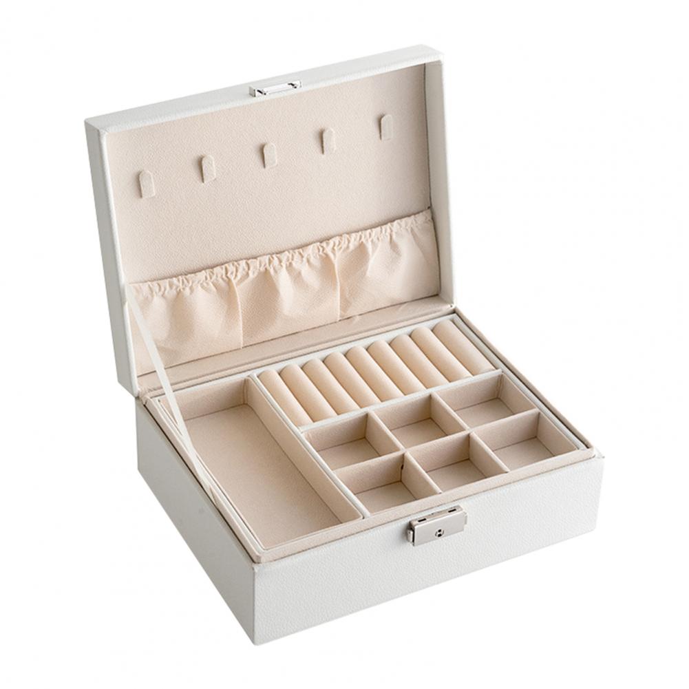 Double Layer Jewelry Box–Portable Leather Jewellery Organiser Case for Rings, Earrings, Necklaces & Watches (Travel Storage Case)