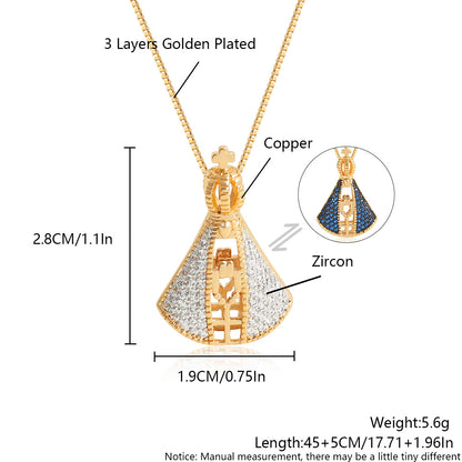 Double-Sided Madonna Zircon Necklace–Vintage Religious Pendant Necklace For Women