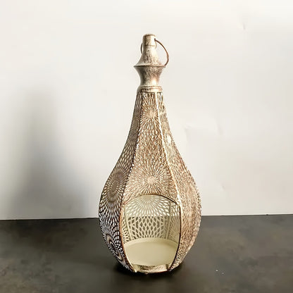 Moroccan Iron Lantern Candle Holder–Vintage Hollow Metal Lantern for Home Décor & Ambient Lighting