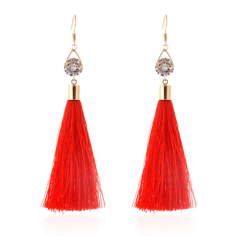 Water Drop Tassel Earrings–Geometric Alloy Drop Earrings, Stylish Statement Jewellery (Red & Black)
