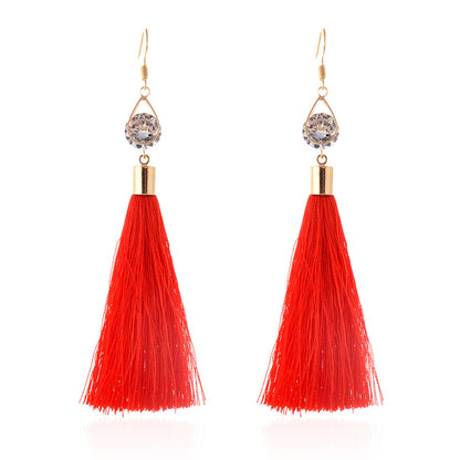 Water Drop Tassel Earrings–Geometric Alloy Drop Earrings, Stylish Statement Jewellery (Red & Black)