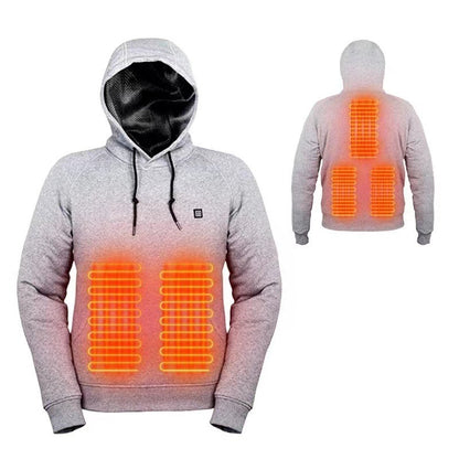 USB Heated Hoodie - Fleece-Lined Electric Heating Pullover Sweatshirt with Hood for Men & Women