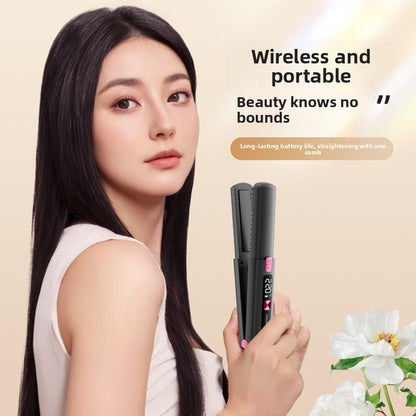 Cordless Hair Straightener & Curler–USB Rechargeable Portable Hair Styling Tool