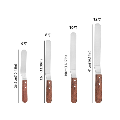 4-Piece Offset Spatula Set–Stainless Steel Cake Decorating Spatulas with Wooden Handles, Baking Tools