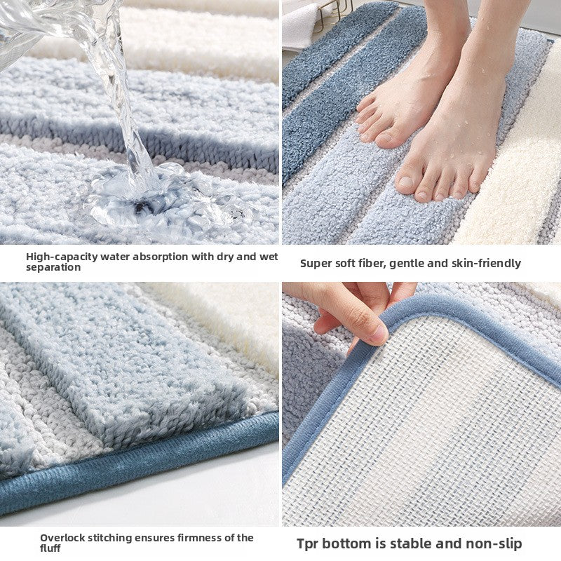 Plush Non-Slip Bath Mat | Quick Dry Absorbent Bathroom Floor Rug