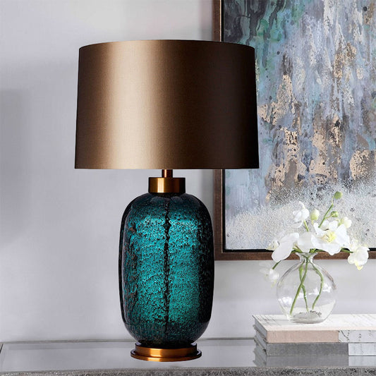 Modern Glass Table Lamp - Large Colourful Vase Bedside & Living Room Lamp