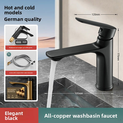 Modern Copper Basin Mixer Tap - Hot & Cold Bathroom Faucet with Ceramic Valve